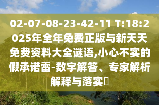 02-07-08-23-42-11 T:18:2025年全年免費(fèi)正版與新天天免費(fèi)資料大全謎語(yǔ),小心不實(shí)的假承諾雷-數(shù)字解答、專家解析解釋與落實(shí)?