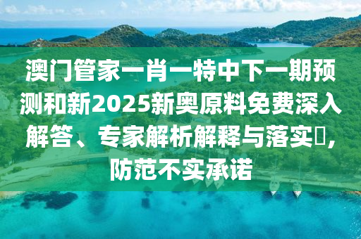 澳門管家一肖一特中下一期預(yù)測和新2025新奧原料免費(fèi)深入解答、專家解析解釋與落實(shí)?,防范不實(shí)承諾